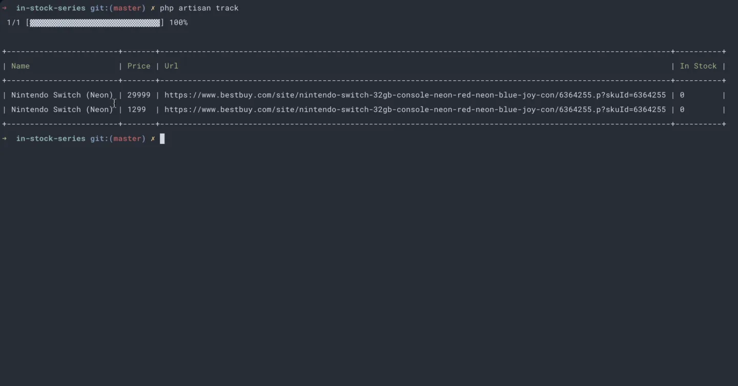 Screenshot of Product Stock tracker app built on Laravel and PHP Blade
